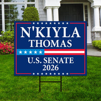 N'Kiyla Thomas For Oklahoma Senate 2026 Yard Sign, Corrugated Plastic Senate Elections, Race Red White & Blue Yard Sign with Metal H-Stake