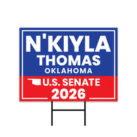 N'Kiyla Thomas For Oklahoma Senate 2026 Yard Sign, Corrugated Plastic Senate Elections, Race Red White & Blue Yard Sign with Metal H-Stake