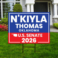 N'Kiyla Thomas For Oklahoma Senate 2026 Yard Sign, Corrugated Plastic Senate Elections, Race Red White & Blue Yard Sign with Metal H-Stake