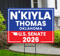 N'Kiyla Thomas For Oklahoma Senate 2026 Yard Sign, Corrugated Plastic Senate Elections, Race Red White & Blue Yard Sign with Metal H-Stake