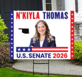 N'Kiyla Thomas For Oklahoma Senate 2026 Yard Sign, Corrugated Plastic Senate Elections, Race Red White & Blue Yard Sign with Metal H-Stake