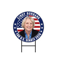 Cindy Burbank For Nebraska Senate 2026 Yard Sign, Corrugated Plastic Senate Elections, Race Red White & Blue Yard Sign with Metal H-Stake
