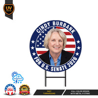 Cindy Burbank For Nebraska Senate 2026 Yard Sign, Corrugated Plastic Senate Elections, Race Red White & Blue Yard Sign with Metal H-Stake
