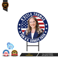 N'Kiyla Thomas For Oklahoma Senate 2026 Yard Sign, Corrugated Plastic Senate Elections, Race Red White & Blue Yard Sign with Metal H-Stake