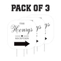 Custom Reception Yard Sign 3 Pack, Personalized Family Name Arrows, Wedding Lawn Display, Double Sided with Stakes, Wedding Welcome Sign