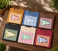Personalized School Spirit Shirt, Custom Mascot Name Tee, Retro Pennant Team T-Shirt, Student Game Day Outfit, Custom School Team Gift