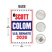 Scott Colom For Mississippi Senate 2026 Garden Flag, Double Sided, 2026 Senate Flag, Elections Flag, Race Red White & Blue Flag