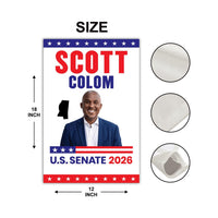 Scott Colom For Mississippi Senate 2026 Garden Flag, Double Sided, 2026 Senate Flag, Elections Flag, Race Red White & Blue Flag