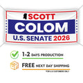 Scott Colom For Mississippi U.S. Senate Banner Sign, 13 oz Waterproof US Senate Election 2026 Vinyl Banner With Metal Grommets