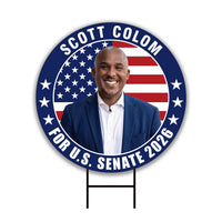 Scott Colom For Mississippi Senate 2026 Yard Sign, Corrugated Senate Elections, Race Red White & Blue Yard Sign with Metal H-Stake