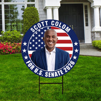 Scott Colom For Mississippi Senate 2026 Yard Sign, Corrugated Senate Elections, Race Red White & Blue Yard Sign with Metal H-Stake