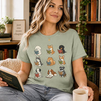 Cute Reading Dogs Shirt, Book Lover Puppy Tee, Cozy Library Dog T Shirt, Playful Reader Graphic Top, Perfect Gift for Dog Mom and Bookworm