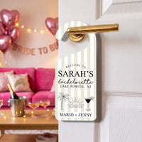 Personalized Bachelorette Door Hanger, Bridal Party Doorknob Sign, Bridesmaid Hotel Decor, Custom Name Door Sign, Custom Gift for Bride