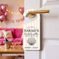 Personalized Bachelorette Door Hanger, Bridal Party Doorknob Sign, Bridesmaid Hotel Decor, Custom Name Door Sign, Custom Gift for Bride
