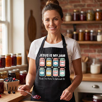 Custom Christian Apron, Jesus Is My Jam Cooking Apron, Faith Kitchen Apron with Pockets, Full-Length Funny Apron, Funny Gift for Her