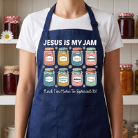 Custom Christian Apron, Jesus Is My Jam Cooking Apron, Faith Kitchen Apron with Pockets, Full-Length Funny Apron, Funny Gift for Her