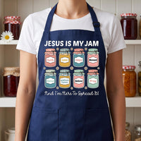 Custom Christian Apron, Jesus Is My Jam Cooking Apron, Faith Kitchen Apron with Pockets, Full-Length Funny Apron, Funny Gift for Her