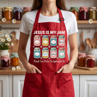 Custom Christian Apron, Jesus Is My Jam Cooking Apron, Faith Kitchen Apron with Pockets, Full-Length Funny Apron, Funny Gift for Her
