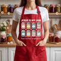 Custom Christian Apron, Jesus Is My Jam Cooking Apron, Faith Kitchen Apron with Pockets, Full-Length Funny Apron, Funny Gift for Her