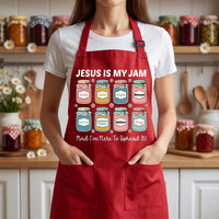 Custom Christian Apron, Jesus Is My Jam Cooking Apron, Faith Kitchen Apron with Pockets, Full-Length Funny Apron, Funny Gift for Her