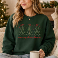 Minimalist Pine Tree Sweatshirt, Merry Christmas Crewneck, Coquette Bow Holiday Pullover, Festive Winter Shirt, Holiday Gift for Her
