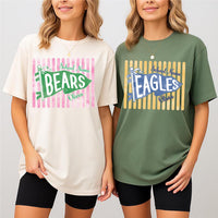 Personalized School Mascot Shirt, Custom Team Spirit Tee, Retro School Name Pennant Design, Spirit Week Outfit, Gift for Proud Student
