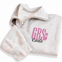 Personalized Dance Embroidered Quarter Zip Sweatshirt, Custom Dancer Pullover, Ballet Team Warmup, Studio Practice Top, Gift for Dancer