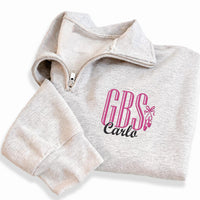Personalized Dance Embroidered Quarter Zip Sweatshirt, Custom Dancer Pullover, Ballet Team Warmup, Studio Practice Top, Gift for Dancer