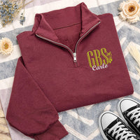 Personalized Dance Embroidered Quarter Zip Sweatshirt, Custom Dancer Pullover, Ballet Team Warmup, Studio Practice Top, Gift for Dancer