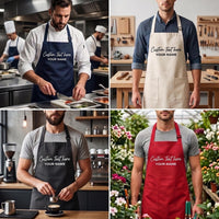 Personalized Business Apron, Custom Text Cooking Apron, Professional Chef Apron with Pockets, Staff Uniform Apron, Restaurant Gift