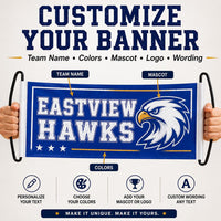 Custom Handheld Cheer Banners, Personalized School Spirit Vinyl Signs with Plastic Handles, Bulk Team Banner Set of 10+