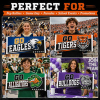 Custom Handheld Cheer Banners, Personalized School Spirit Vinyl Signs with Plastic Handles, Bulk Team Banner Set of 10+
