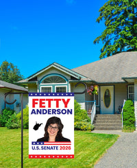 Fetty Anderson For West Virginia Senate 2026 Garden Flag, Double Sided, 2026 Senate Flag, Elections Flag, Race Red White & Blue Flag