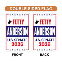 Fetty Anderson For West Virginia Senate 2026 Garden Flag, Double Sided, 2026 Senate Flag, Elections Flag, Race Red White & Blue Flag