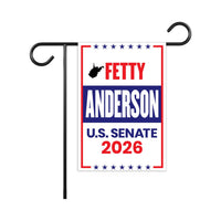 Fetty Anderson For West Virginia Senate 2026 Garden Flag, Double Sided, 2026 Senate Flag, Elections Flag, Race Red White & Blue Flag