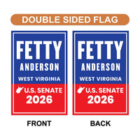 Fetty Anderson For West Virginia Senate 2026 Garden Flag, Double Sided, 2026 Senate Flag, Elections Flag, Race Red White & Blue Flag