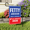 Fetty Anderson For West Virginia Senate 2026 Garden Flag, Double Sided, 2026 Senate Flag, Elections Flag, Race Red White & Blue Flag
