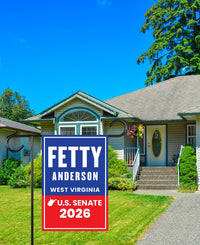 Fetty Anderson For West Virginia Senate 2026 Garden Flag, Double Sided, 2026 Senate Flag, Elections Flag, Race Red White & Blue Flag