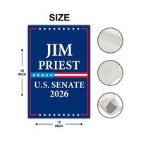 Jim Priest For Oklahoma Senate 2026 Garden Flag, Double Sided, 2026 Senate Flag, Elections Flag, Anti-Trump, Race Red White Blue Flag