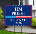 Jim Priest For Oklahoma Senate 2026 Yard Sign, Corrugated Plastic Senate Elections, Race Red White & Blue Yard Sign with Metal H-Stake