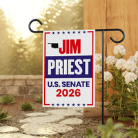 Jim Priest For Oklahoma Senate 2026 Garden Flag, Double Sided, 2026 Senate Flag, Elections Flag, Anti-Trump, Race Red White Blue Flag