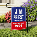 Jim Priest For Oklahoma Senate 2026 Garden Flag, Double Sided, 2026 Senate Flag, Elections Flag, Anti-Trump, Race Red White Blue Flag