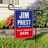 Jim Priest For Oklahoma Senate 2026 Garden Flag, Double Sided, 2026 Senate Flag, Elections Flag, Anti-Trump, Race Red White Blue Flag