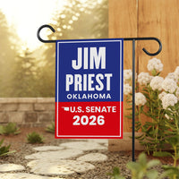Jim Priest For Oklahoma Senate 2026 Garden Flag, Double Sided, 2026 Senate Flag, Elections Flag, Anti-Trump, Race Red White Blue Flag
