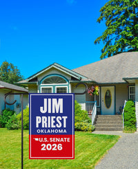 Jim Priest For Oklahoma Senate 2026 Garden Flag, Double Sided, 2026 Senate Flag, Elections Flag, Anti-Trump, Race Red White Blue Flag