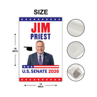 Jim Priest For Oklahoma Senate 2026 Garden Flag, Double Sided, 2026 Senate Flag, Elections Flag, Anti-Trump, Race Red White Blue Flag