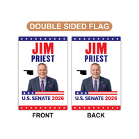 Jim Priest For Oklahoma Senate 2026 Garden Flag, Double Sided, 2026 Senate Flag, Elections Flag, Anti-Trump, Race Red White Blue Flag