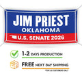 Jim Priest For Oklahoma U.S. Senate Banner Sign, 13 oz Waterproof US Senate Election 2026, Democrate Vinyl Banner With Metal Grommets