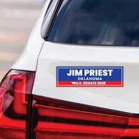 Jim Priest For Oklahoma Senate 2026 Car Magnet - Vote Jim Priest Vehicle Magnet, Oklahoma Senate Elections 2026 Magnet - 10" x 3"
