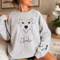 Personalized Pet Portrait Sweatshirt, Custom Dog or Cat Photo Crewneck, Minimal Line Art Shirt, Pet Parent Gift, Dog Mom Cat Dad Gift